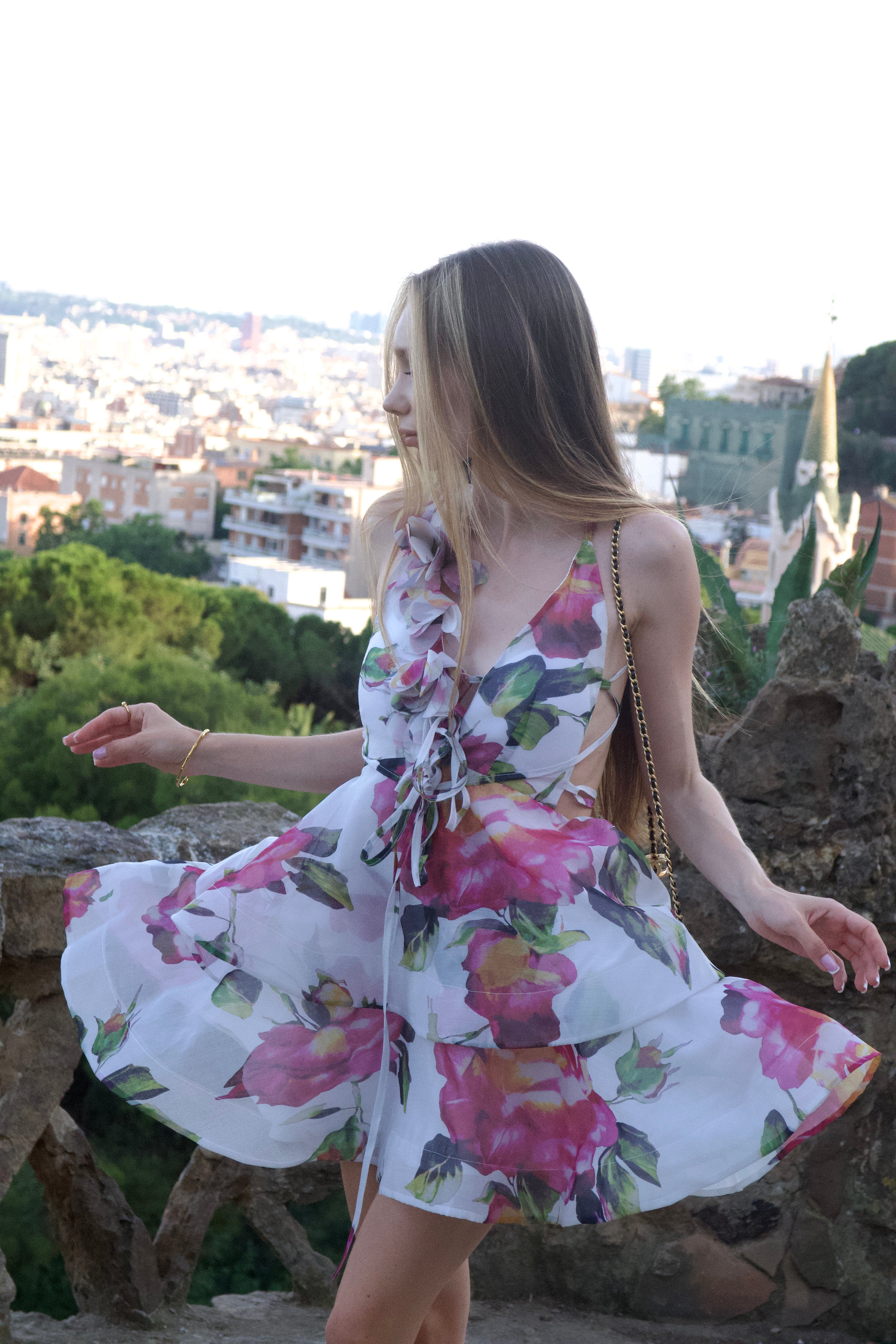 Floral ruffle mini dress