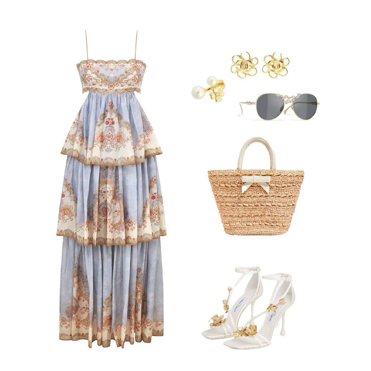 Blue Tiered Maxi Dress