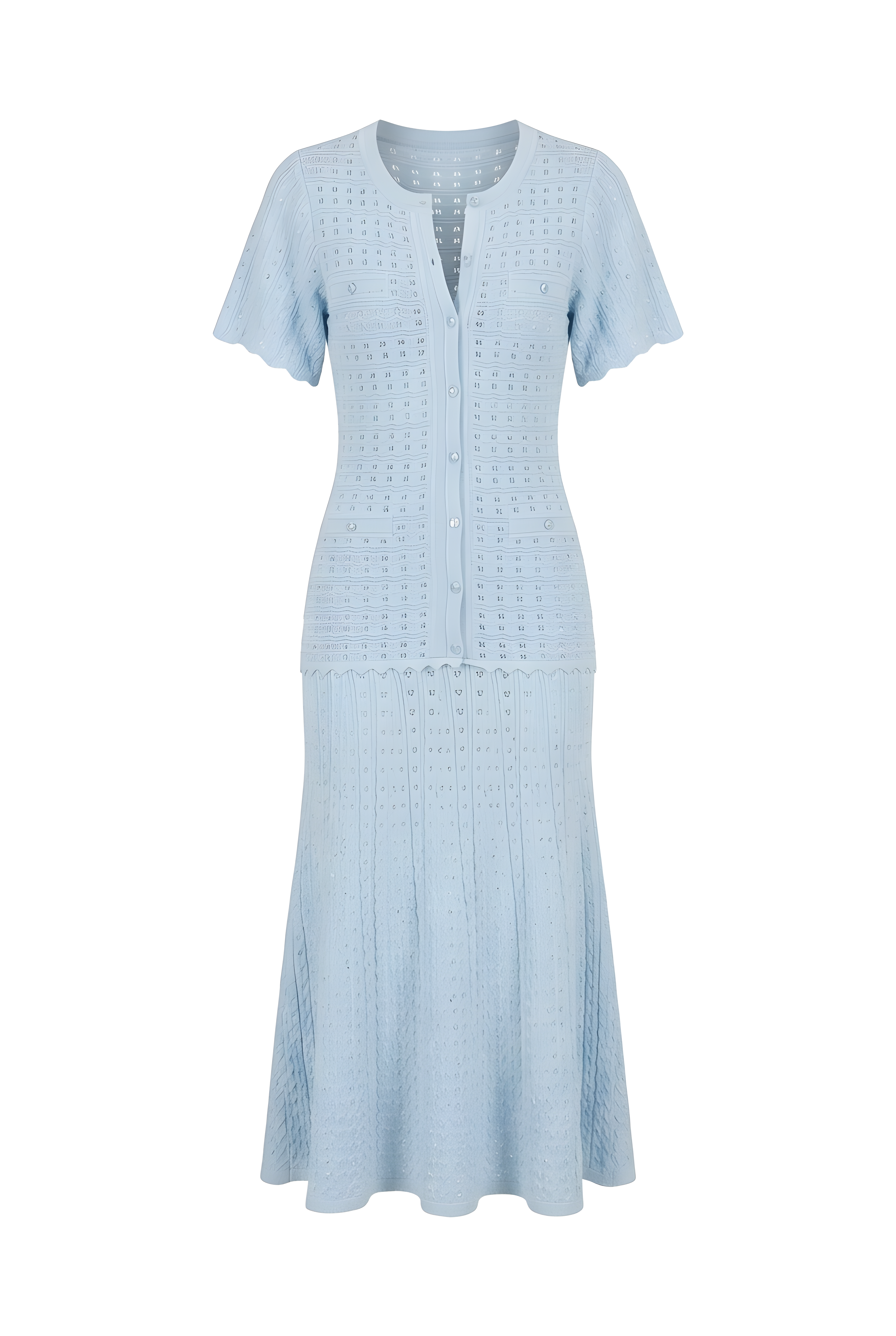 Rhinestone blue short sleeve midi dress