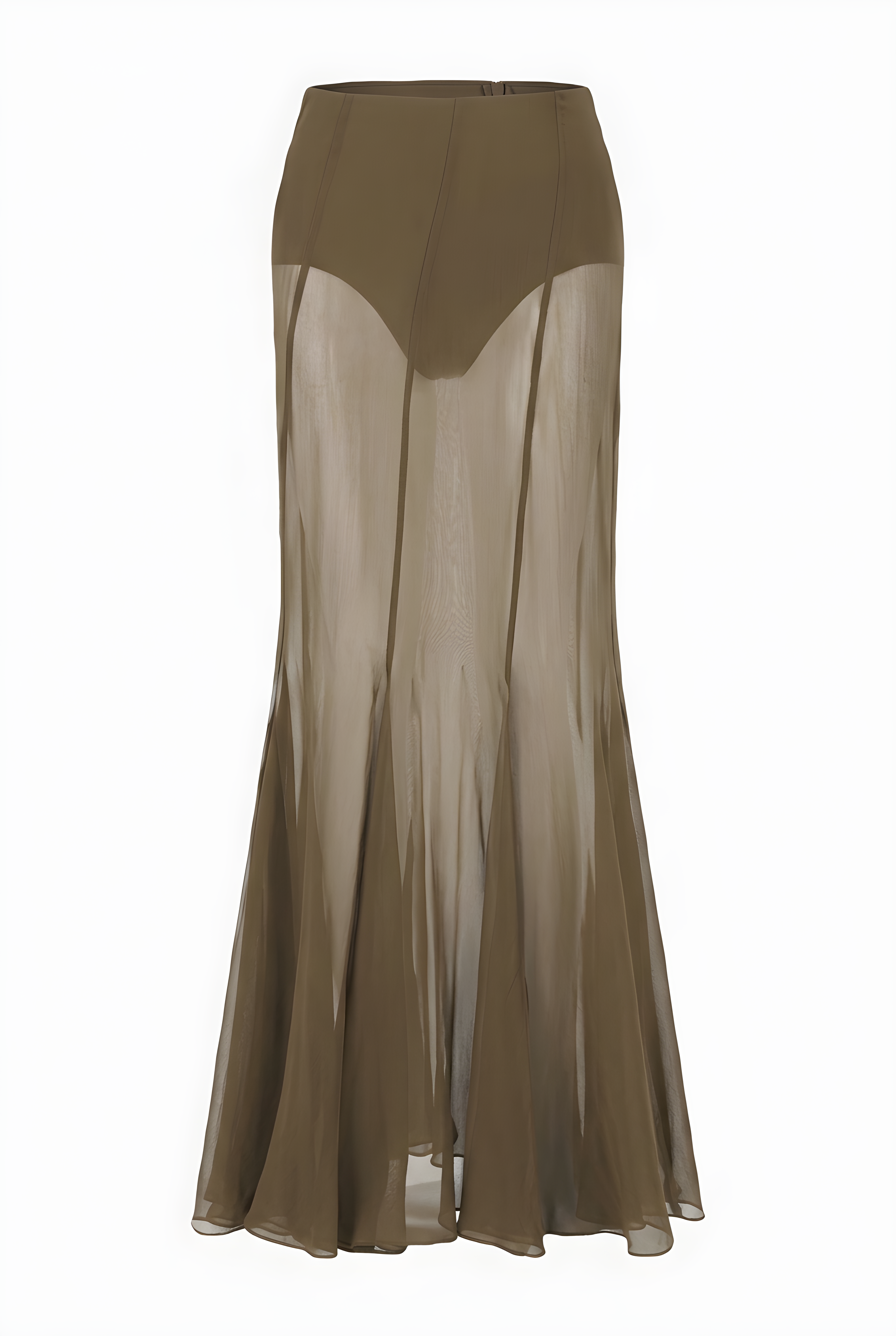 Olive Green Sheer Maxi Skirt