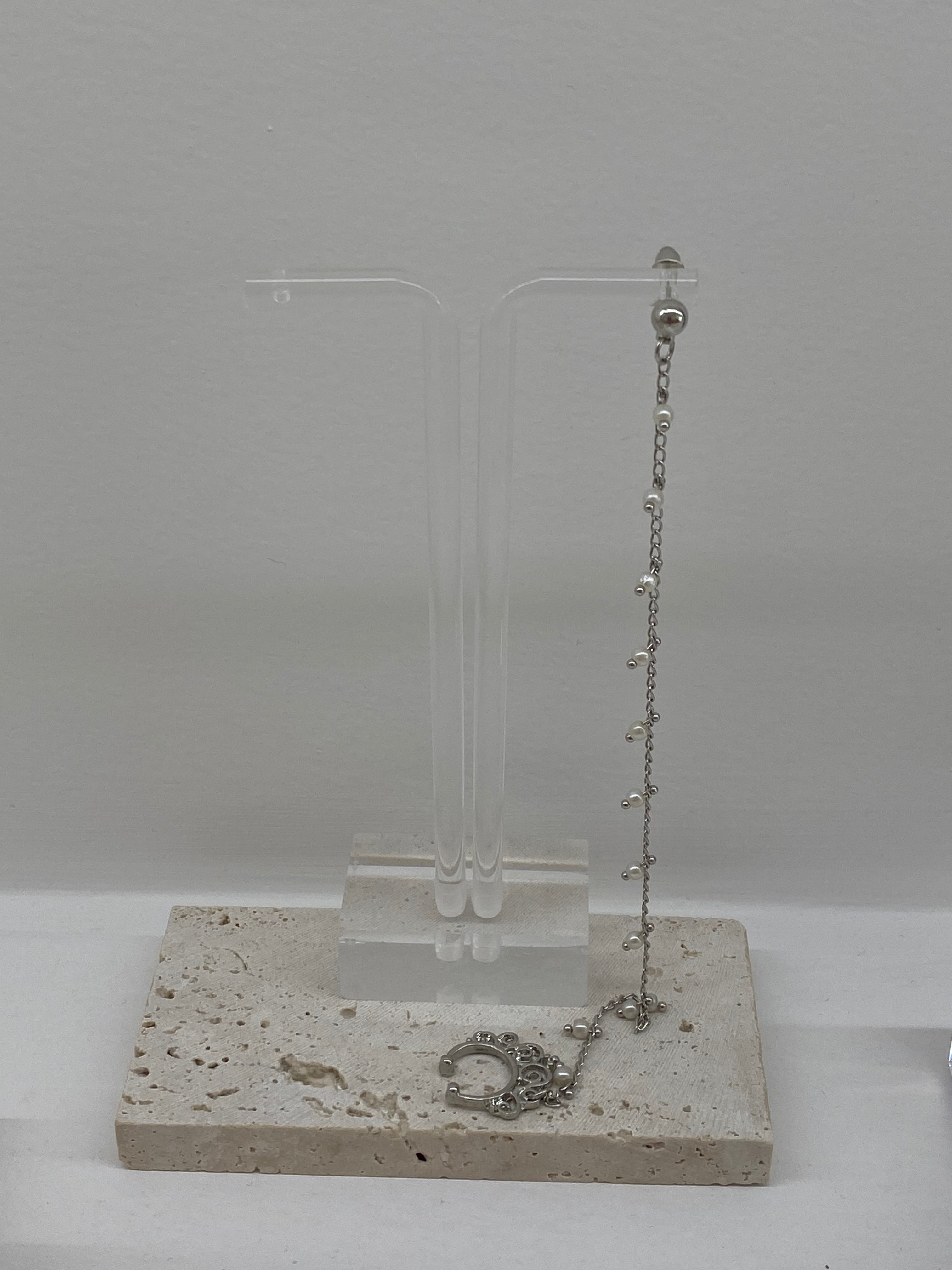 Silver ear nose chain