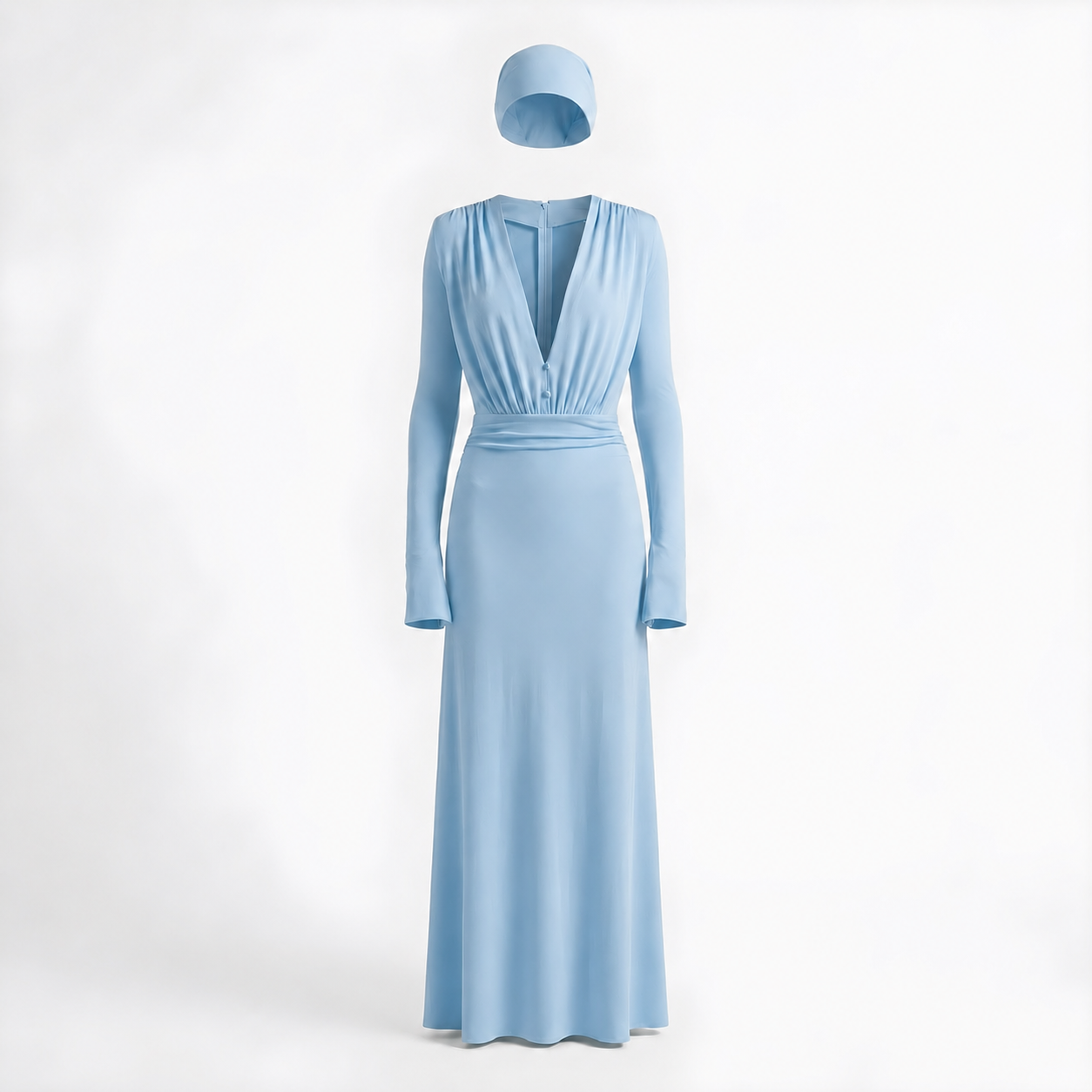 Powder Blue Maxi Dress with Headscarf