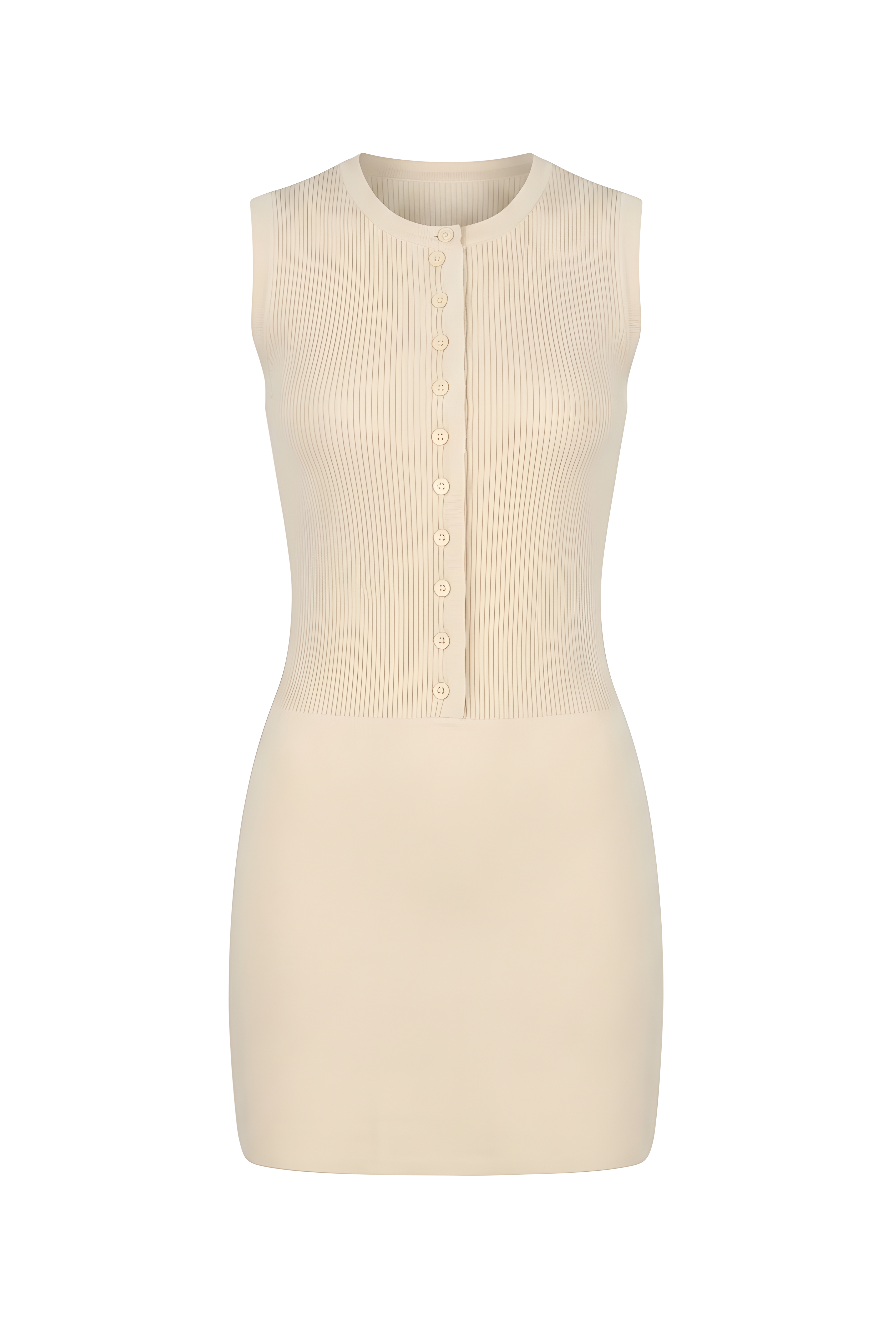 Mini knitted beige dress