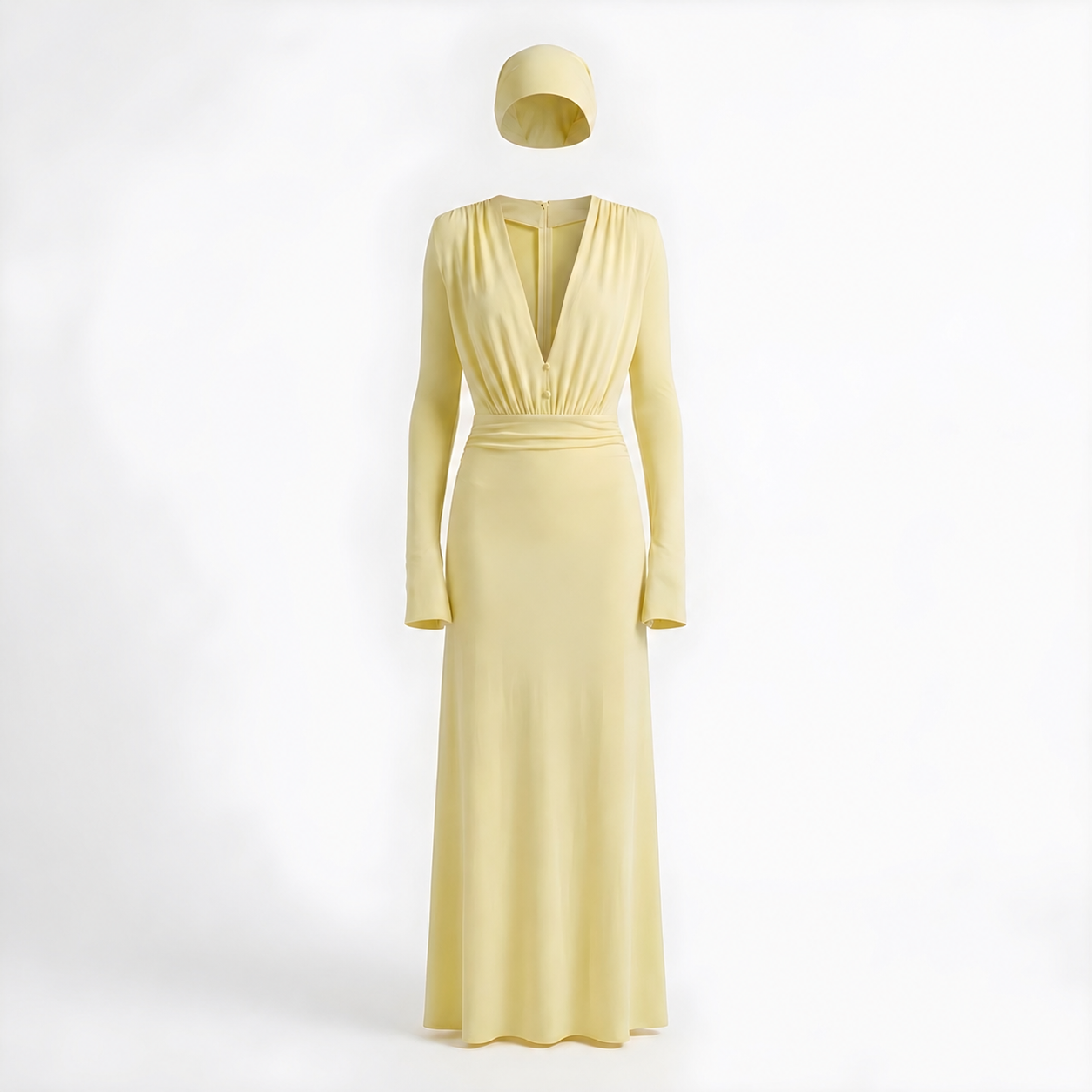Lemon Maxi Dress with Headscarf