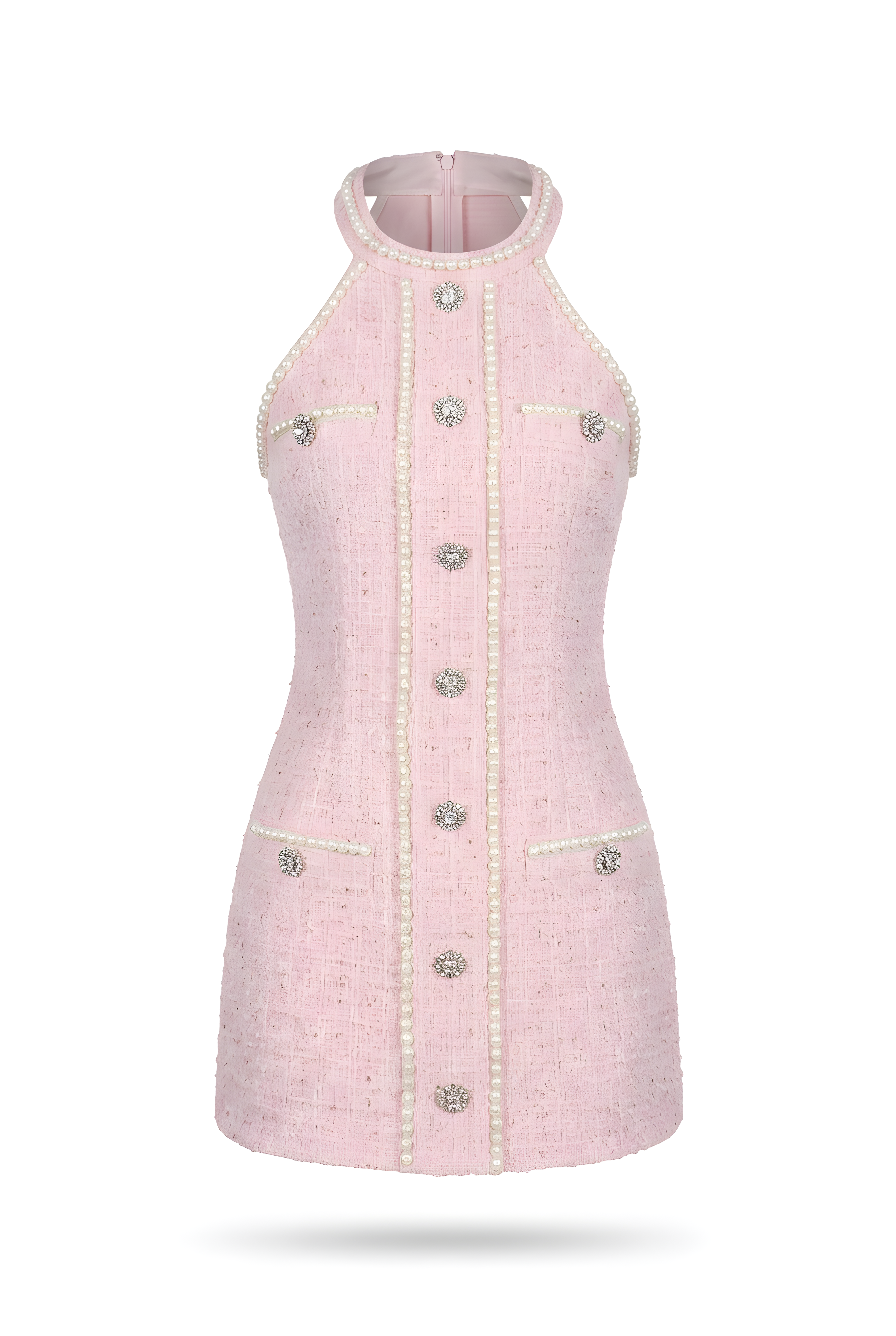 Blush Pearl Tweed Mini Dress