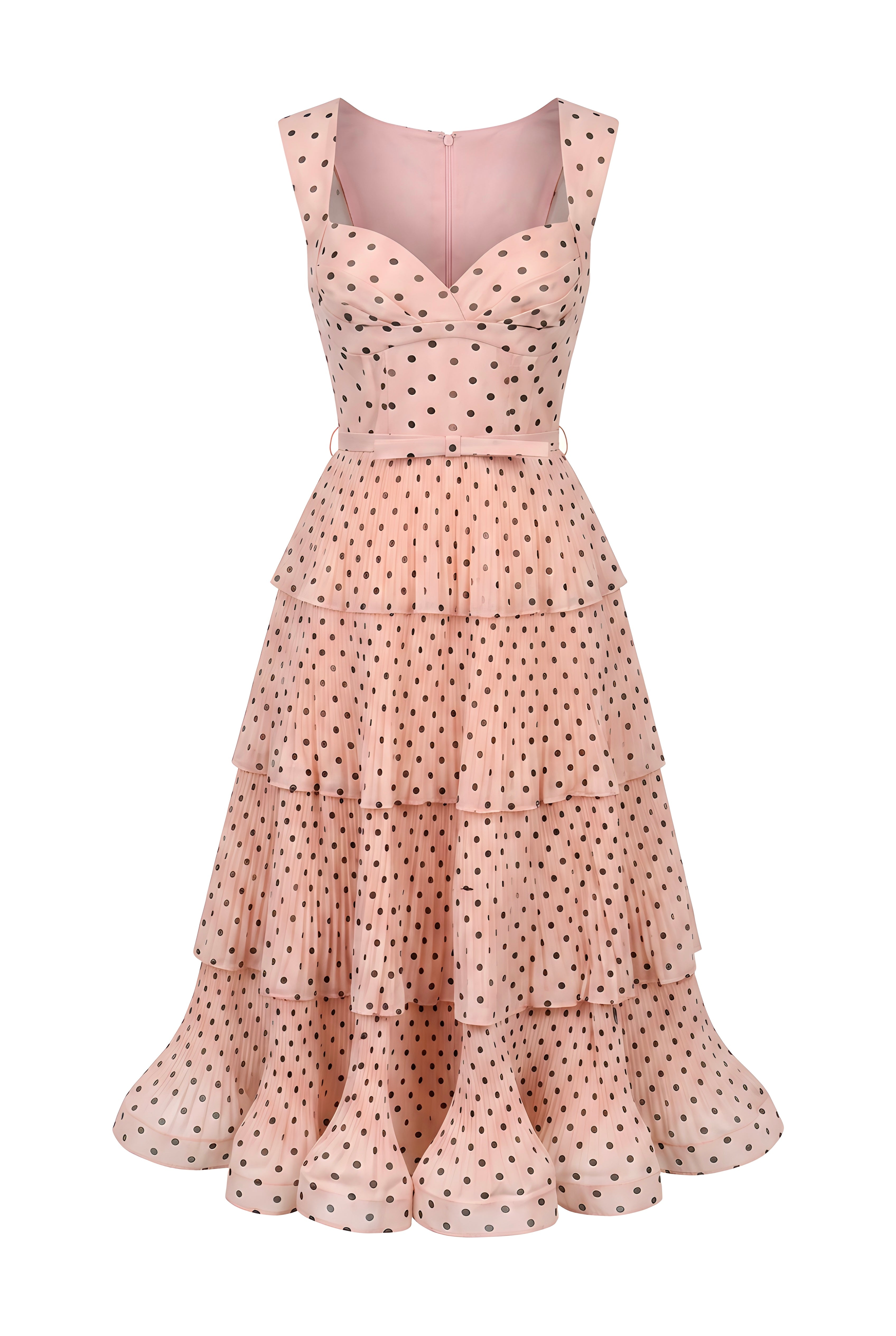 ⸻

Coming soon/Blush Polka Dot Pleated Midi Dress