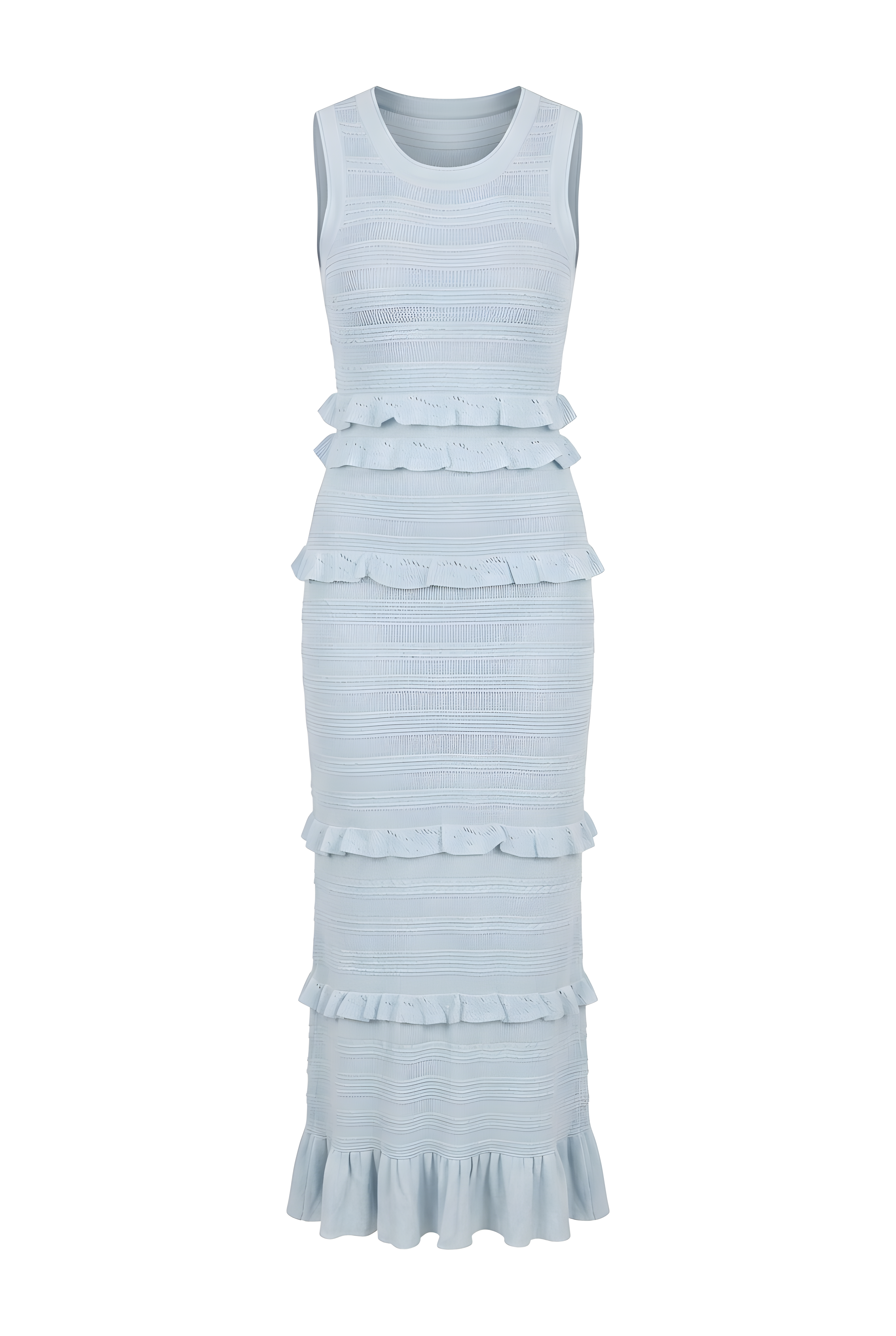 Knit blue maxi ruffle dress
