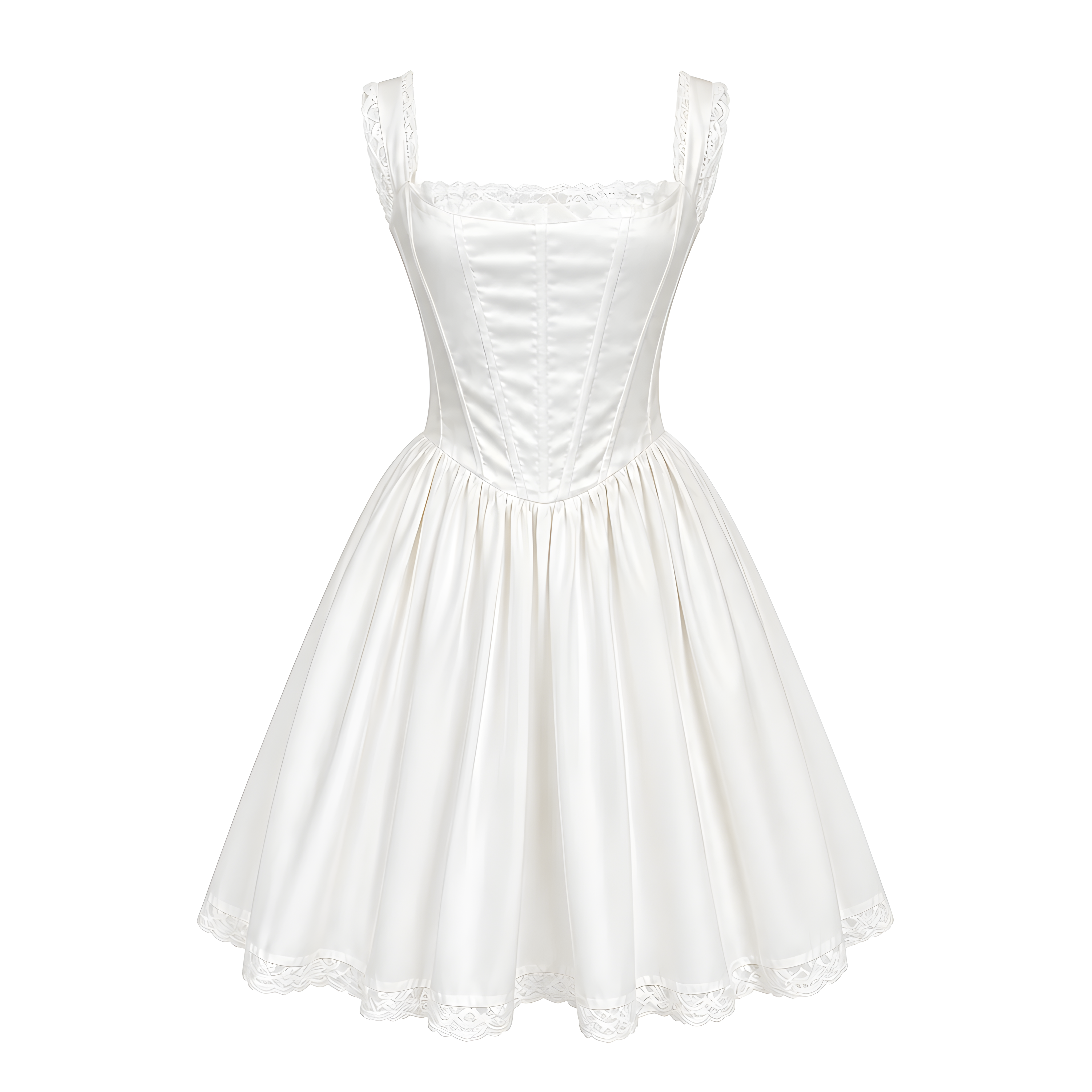 White Lace Corset Mini Dress