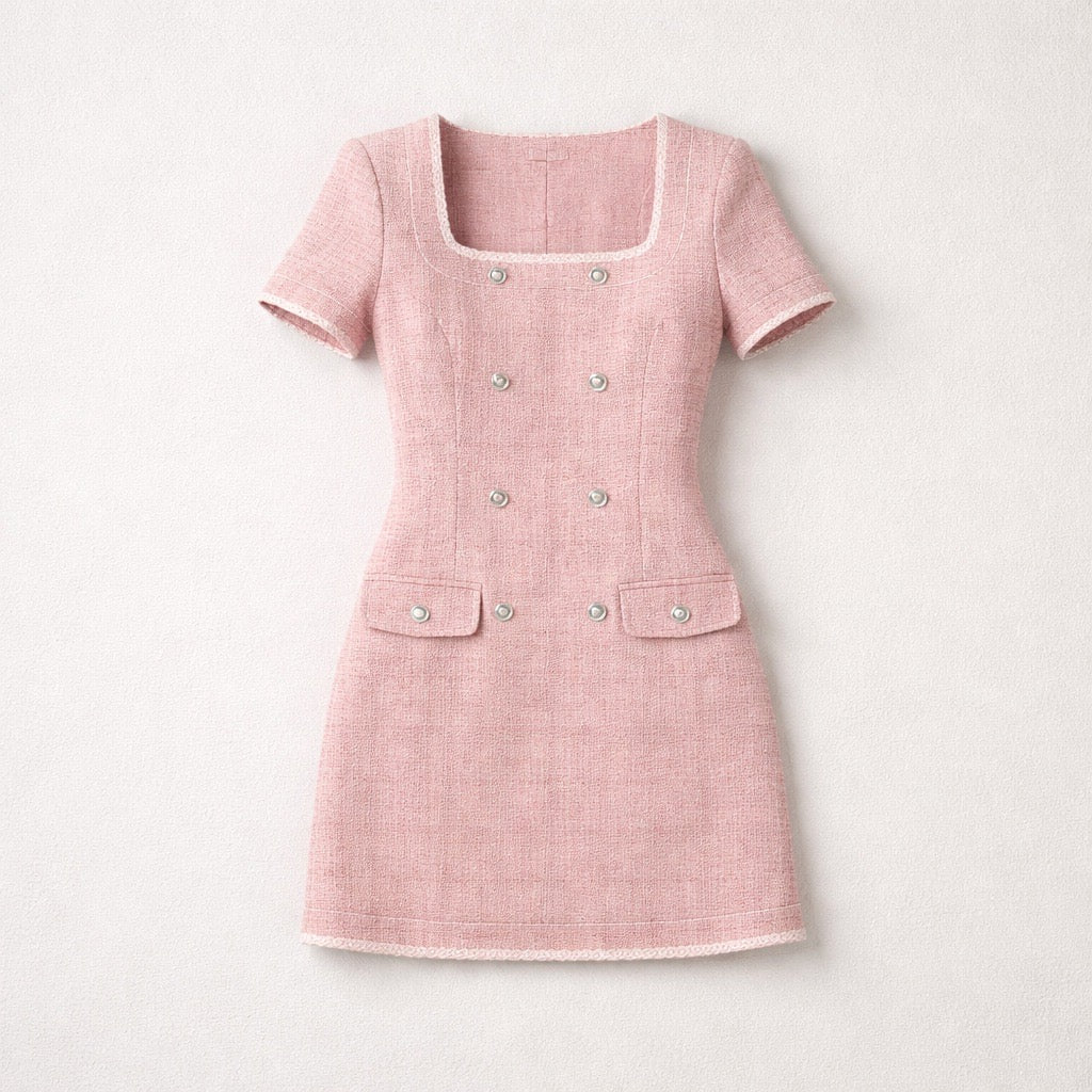 Tweed pink mini dress