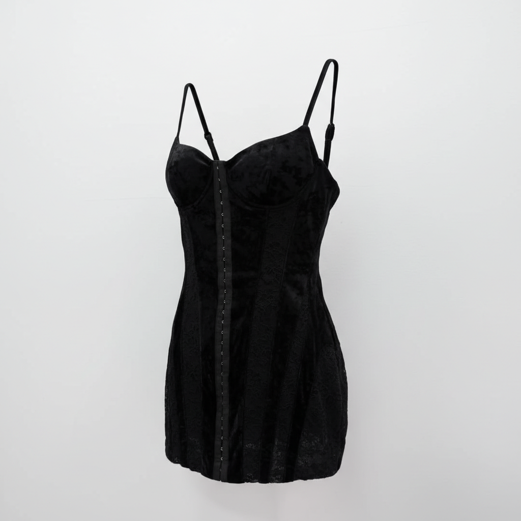 Black corset mini dress