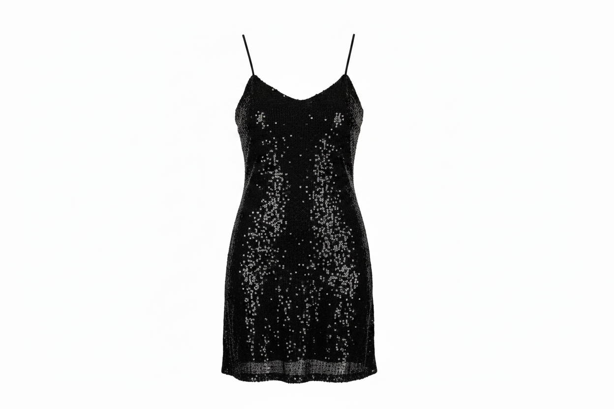 Sequin-embellished black dress