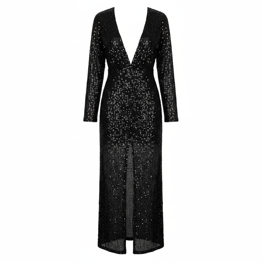 Black sequin maxi dress