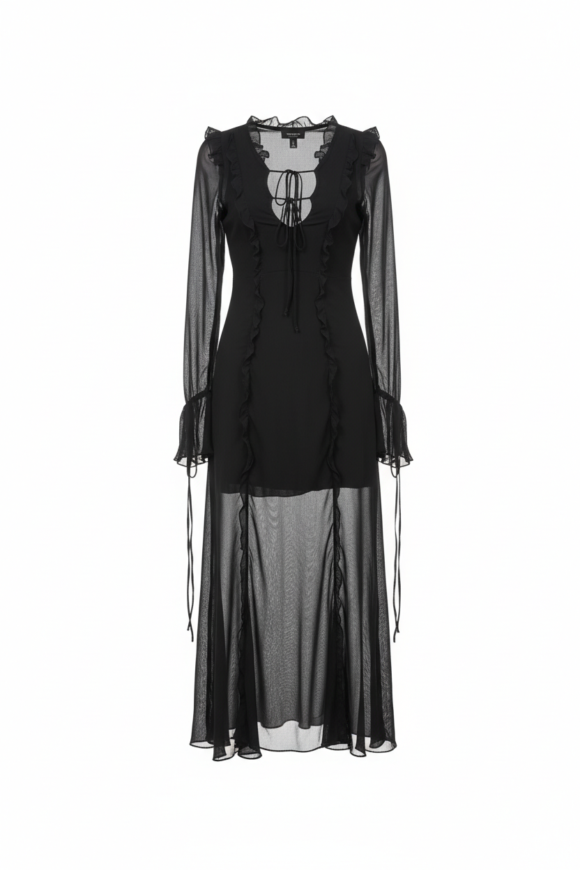 Black maxi mesh dress