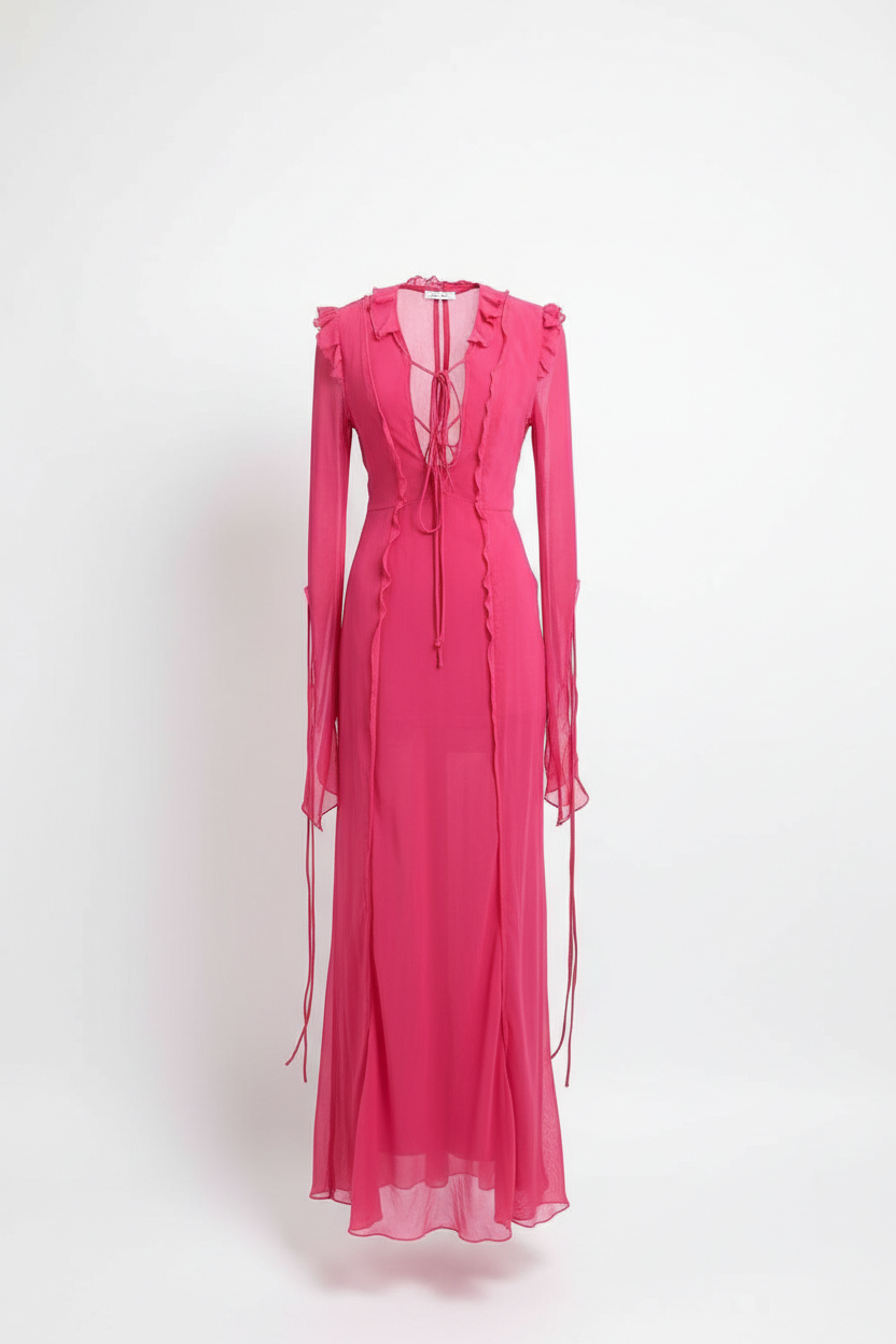 Fuchsia maxi mesh dress