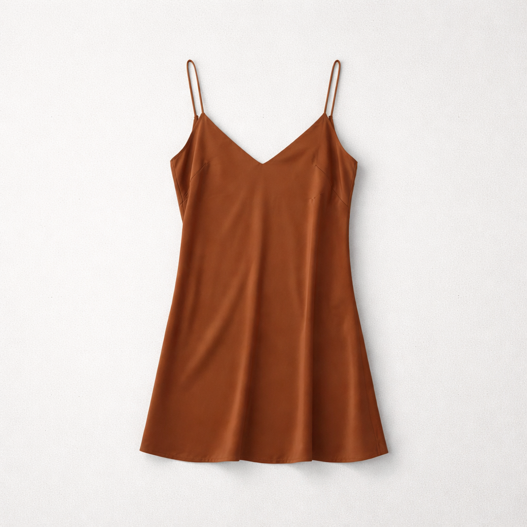 Satin brown mini dress