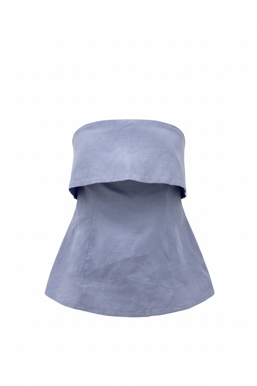 Linen strapless purple top