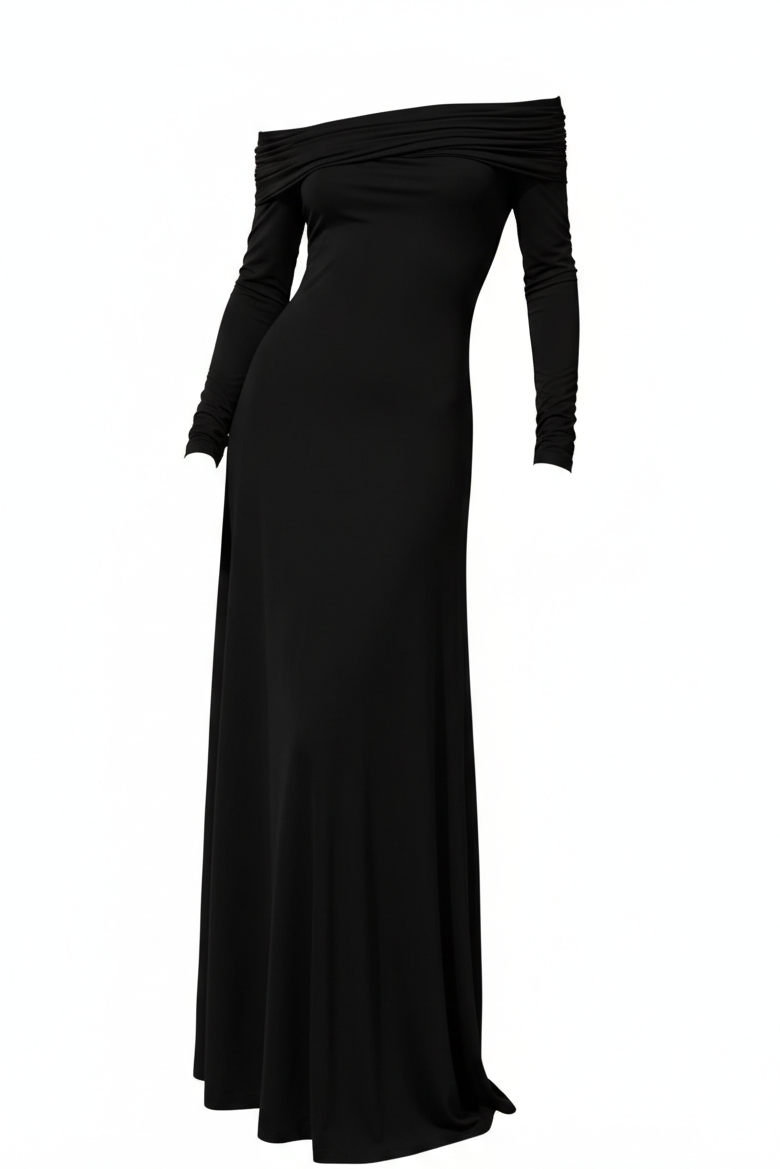Black maxi off shoulder cotton dress