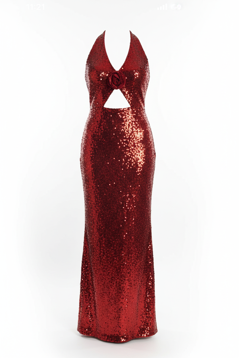 Red sequin dress