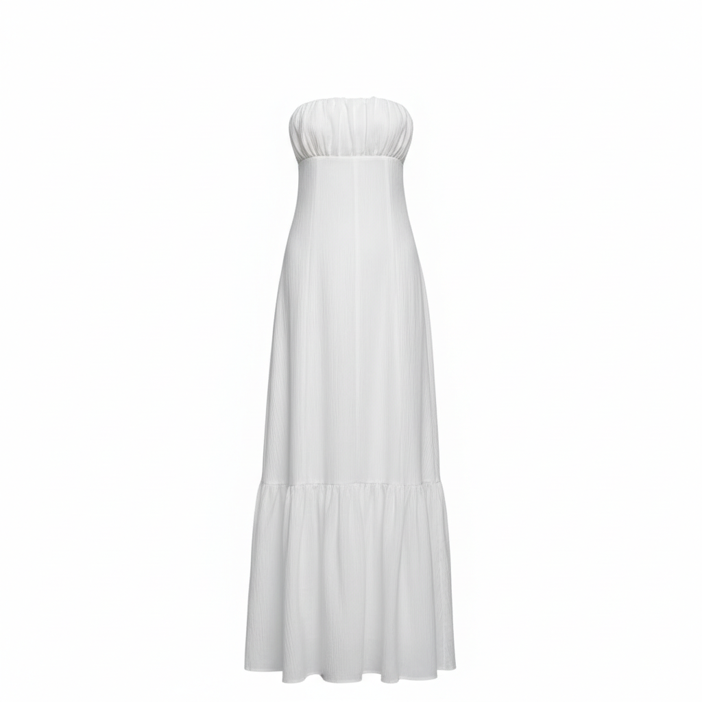 Maxi white strapless dress
