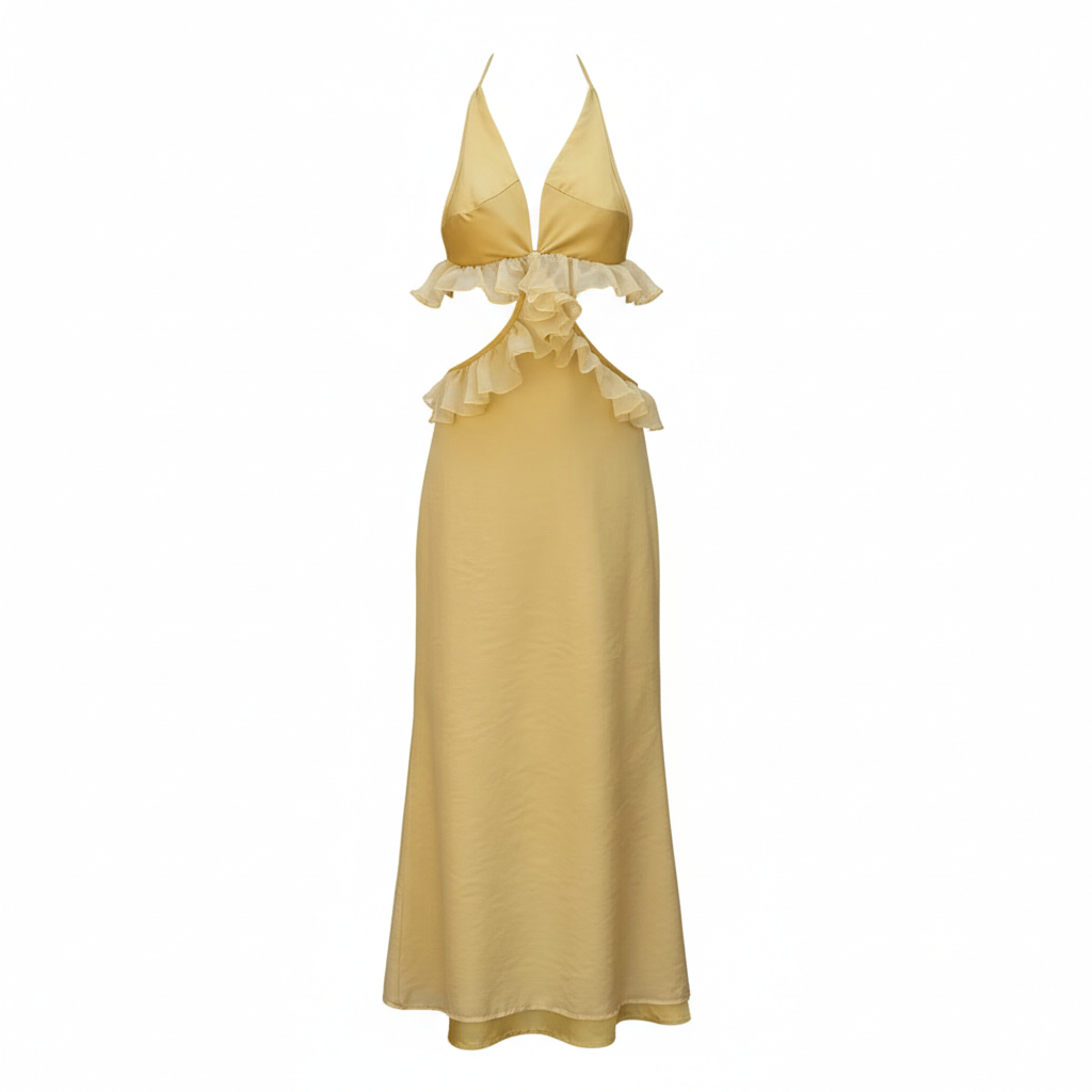 Ruffled midi slip  dress