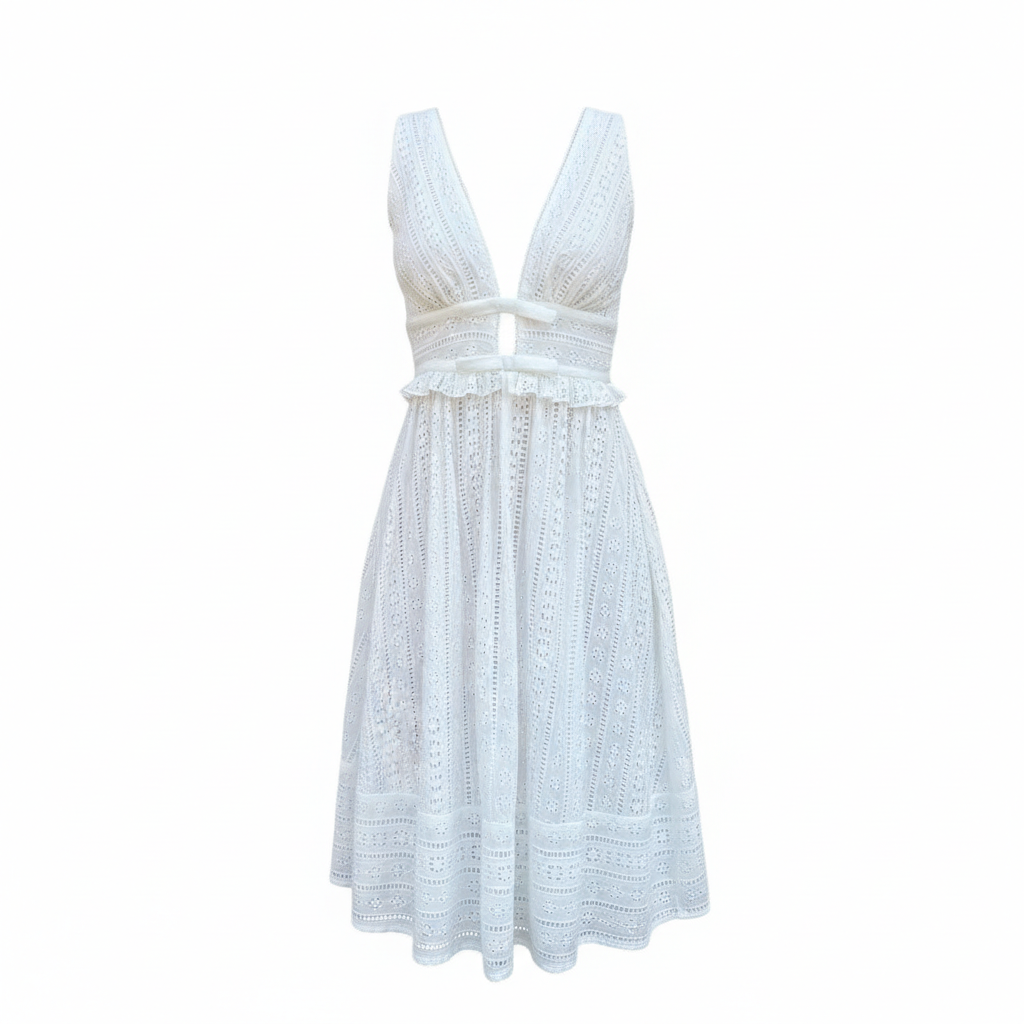 Broderie  white midi dress