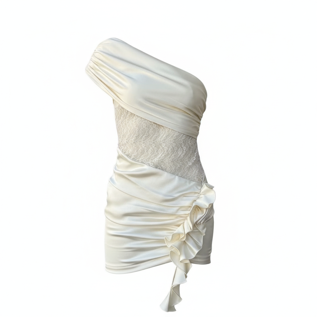 One shoulder satin mini dress