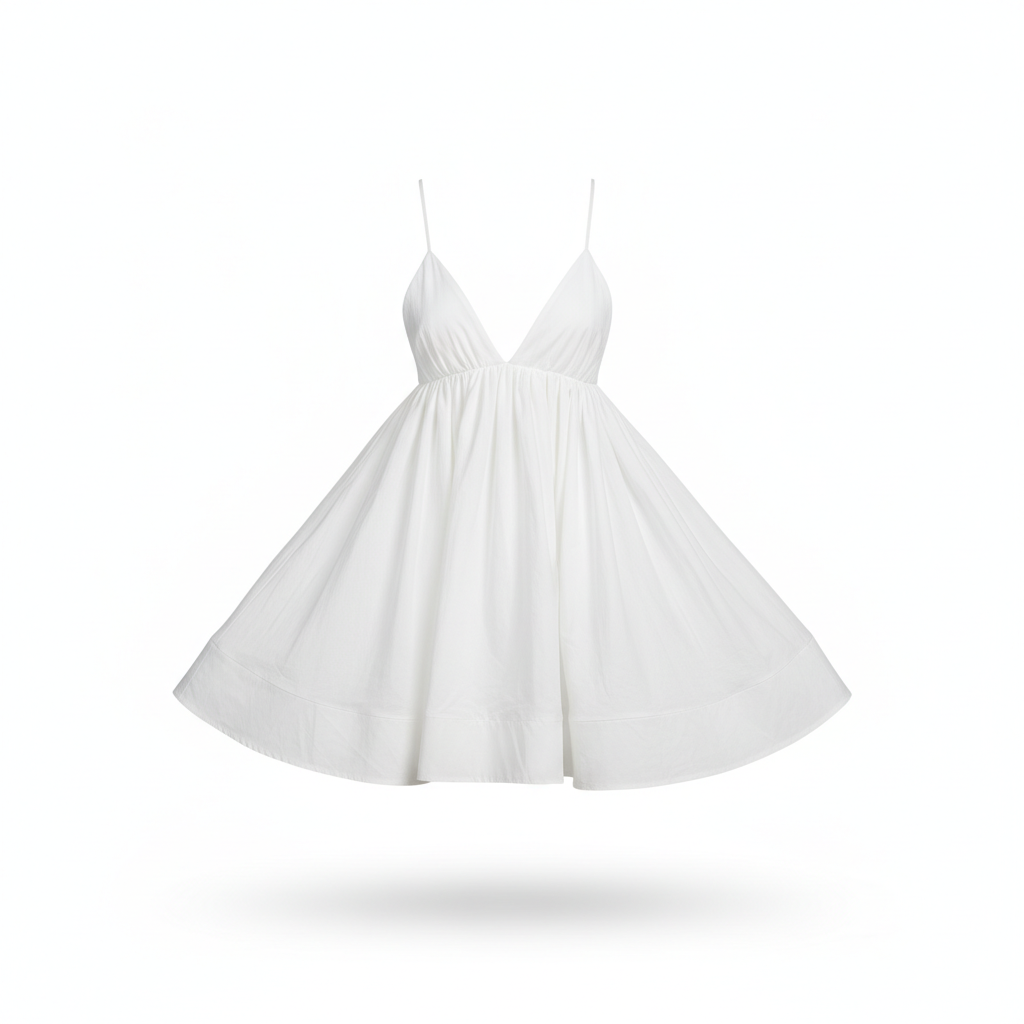 White cotton backless mini dress