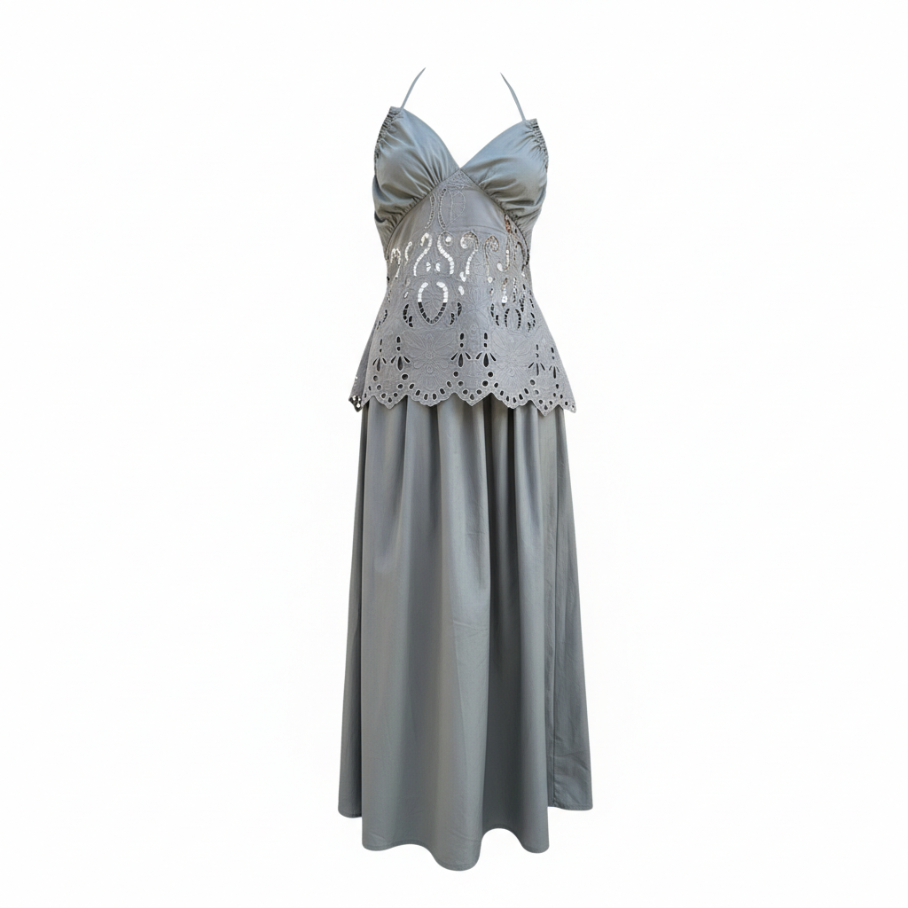 Grey maxi cotton dress