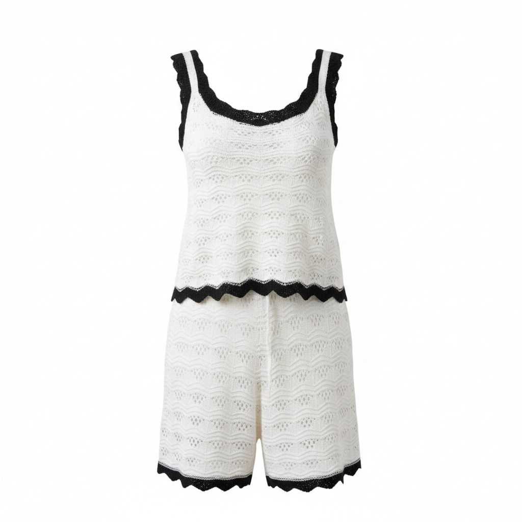 Sleeveless knitted top with shorts