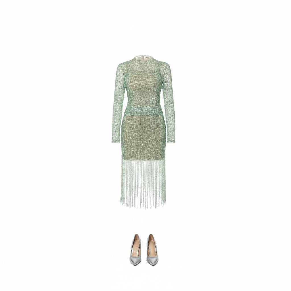 Sheer fringe skirt