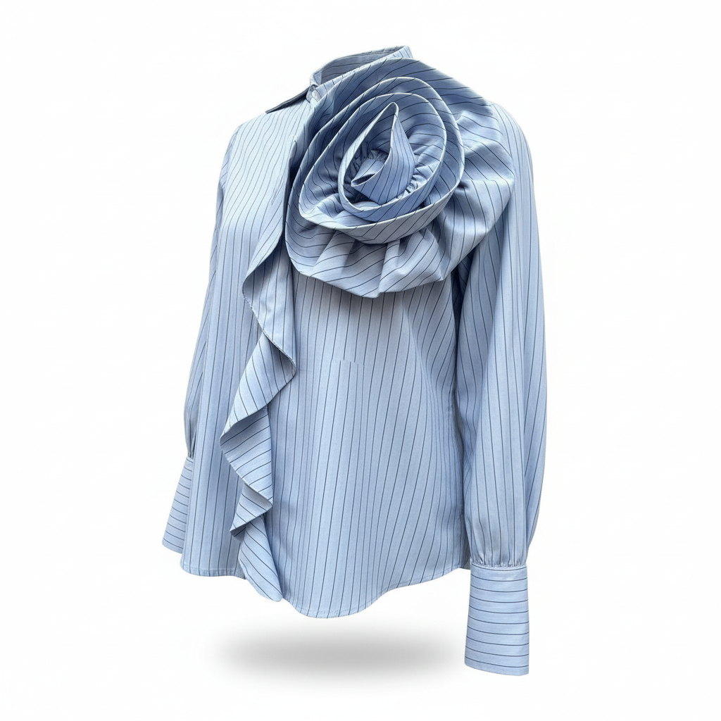 Blouse with floral appliqué