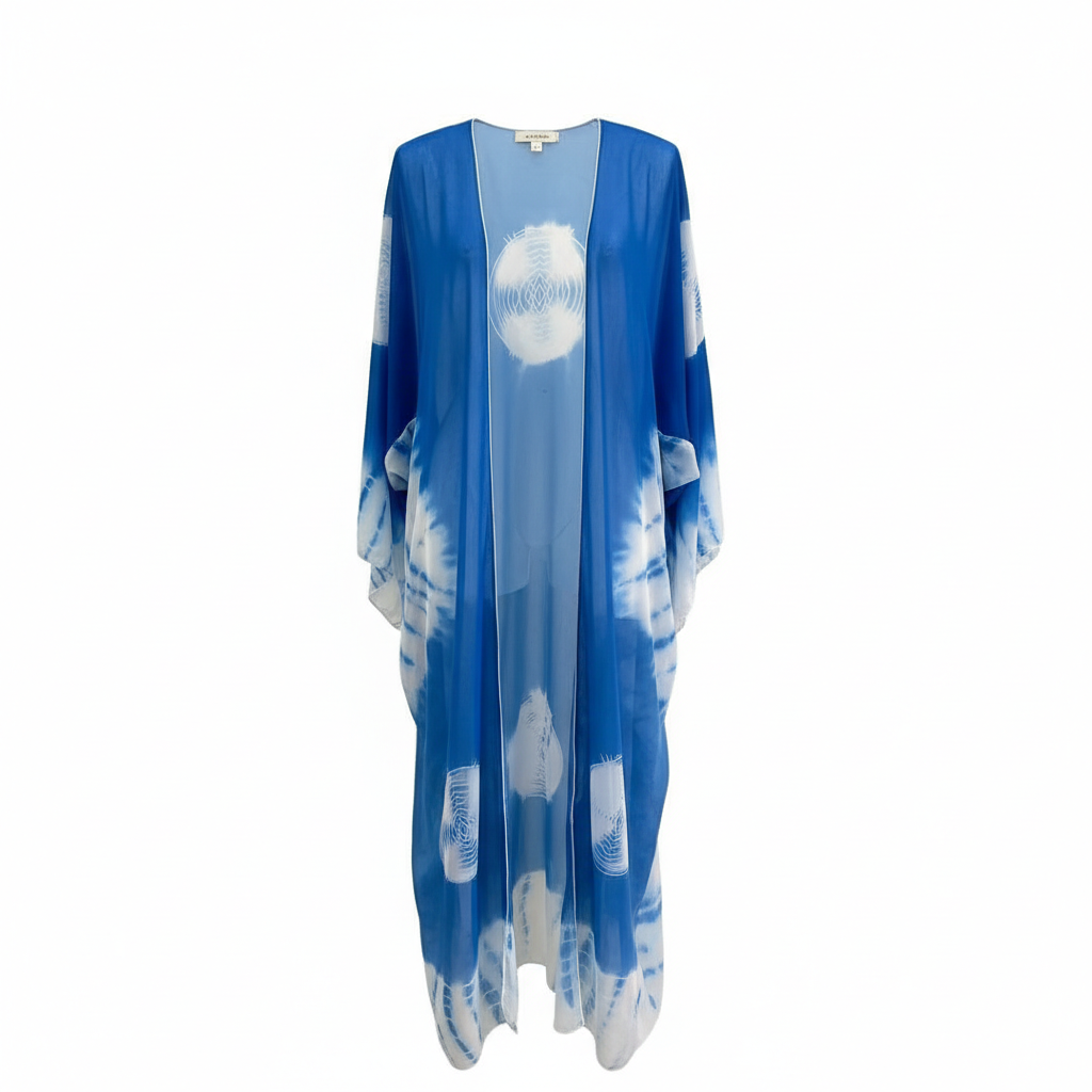 Blue printed kimono