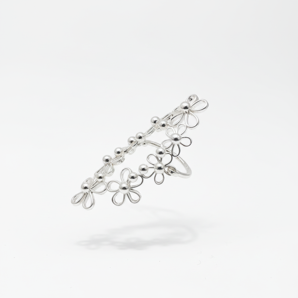 Flower filigree knuckle ring