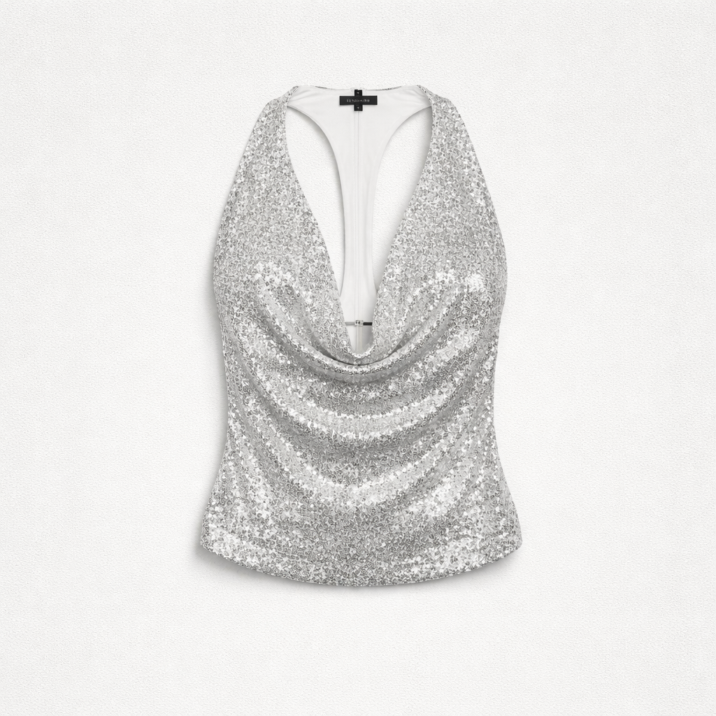 Sequined backless top