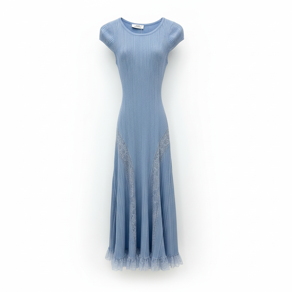 Blue midi lace dress