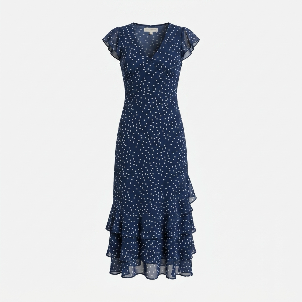 Navy polka dot maxi dress