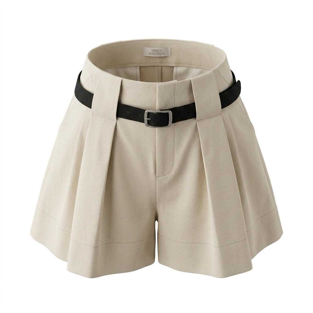 Beige cotton shorts