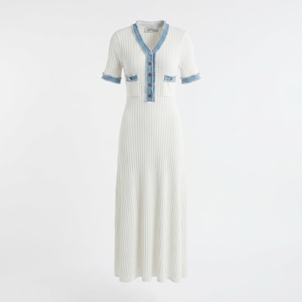 White knitted midi dress