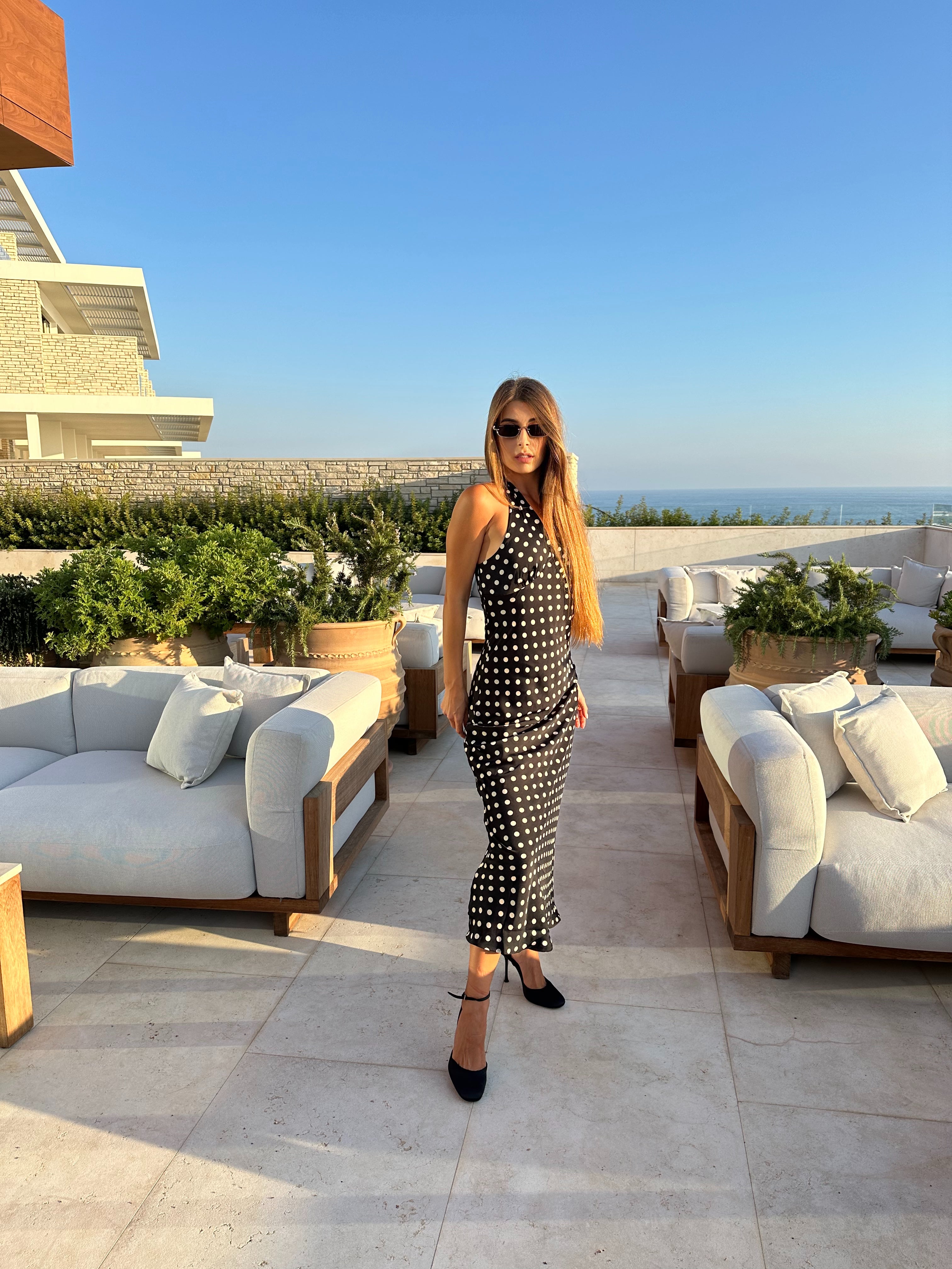 Polka-dot midi dress