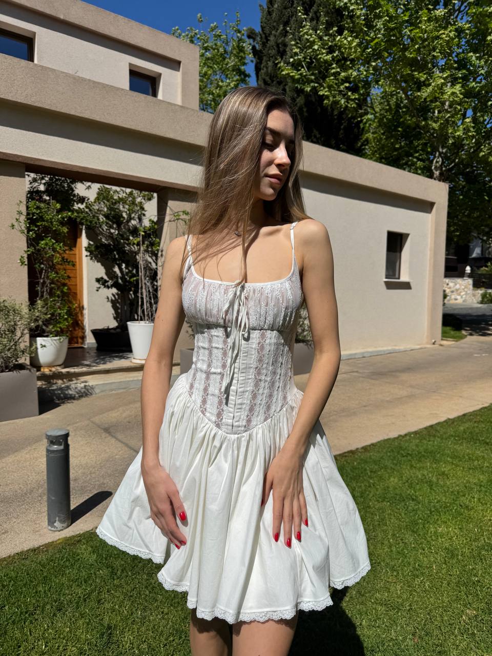 Cotton corset mini dress