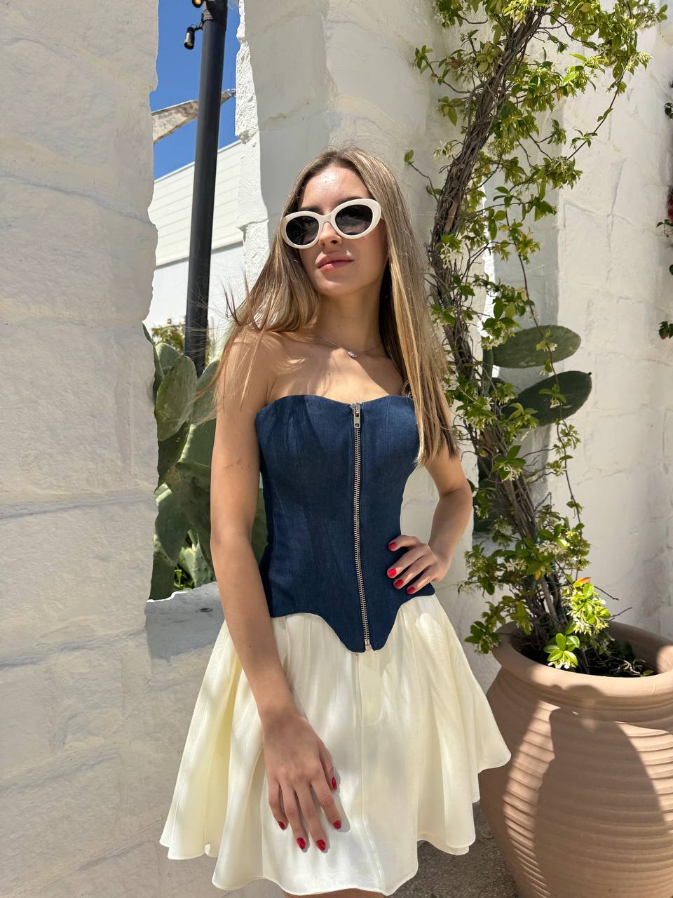 Denim corset
