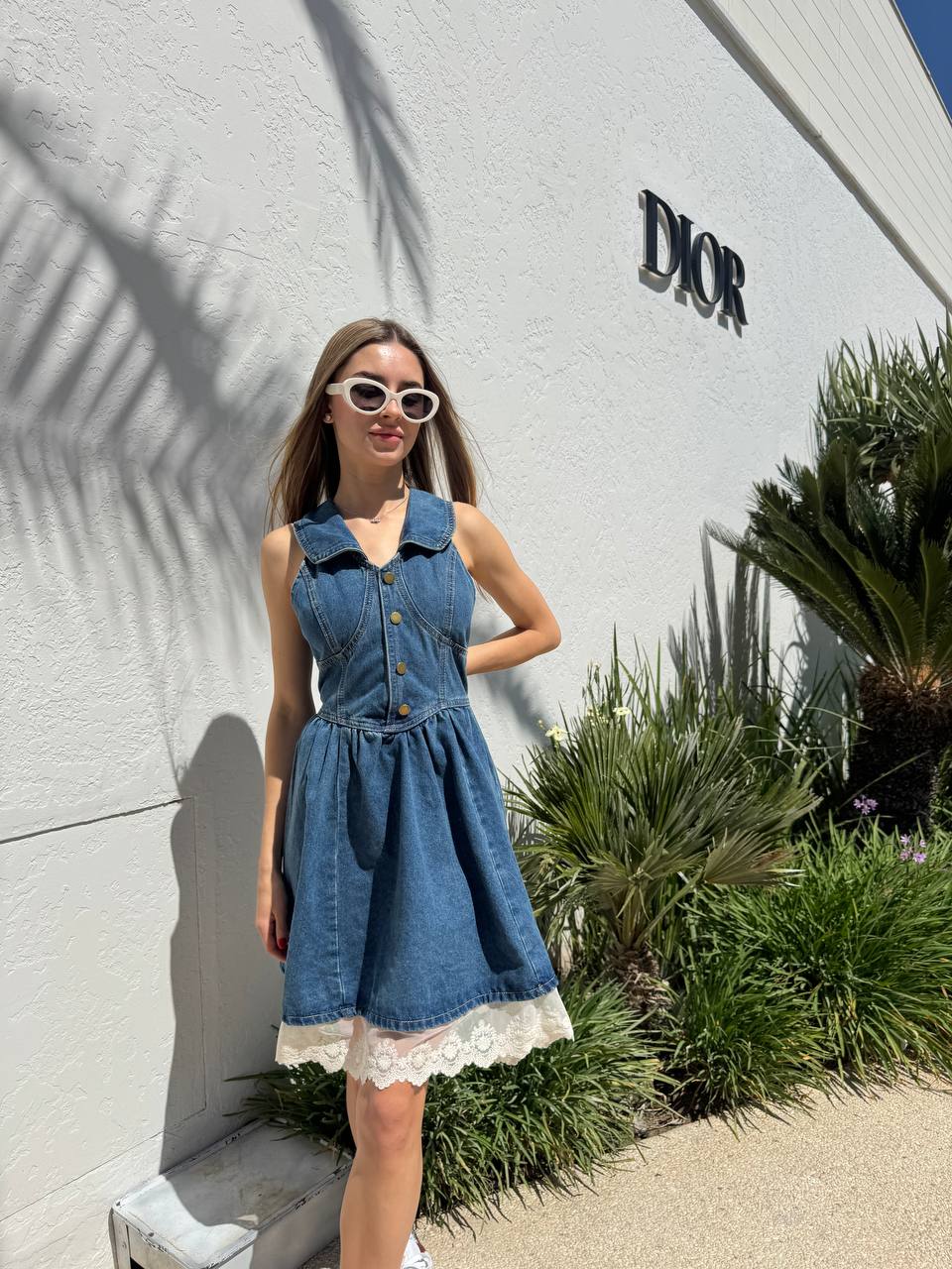 Denim fitted mini dress