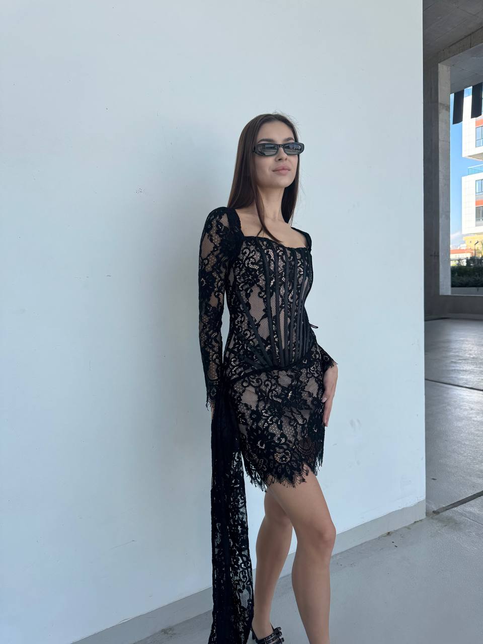 Lace corset mini dress