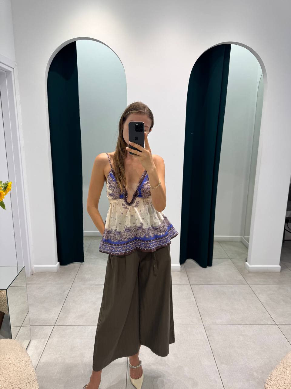 Linen printed  top