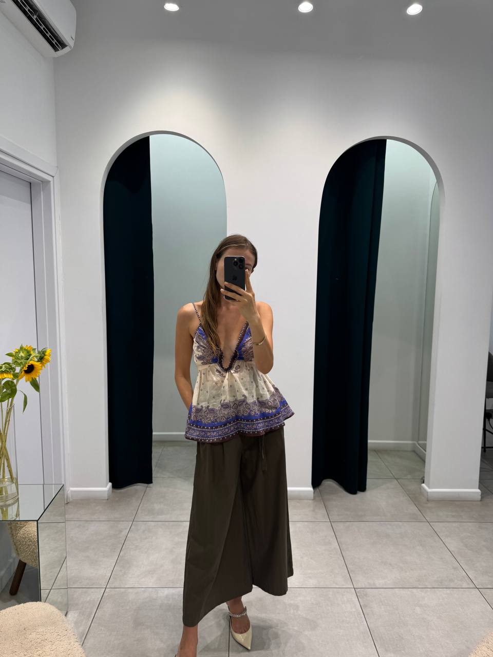 Linen printed  top