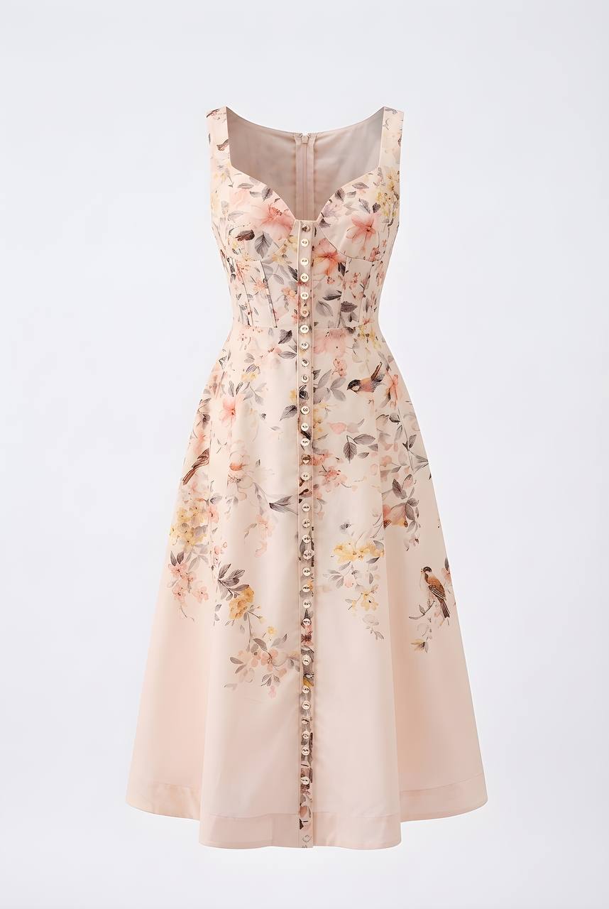 Midi dress with front buttons