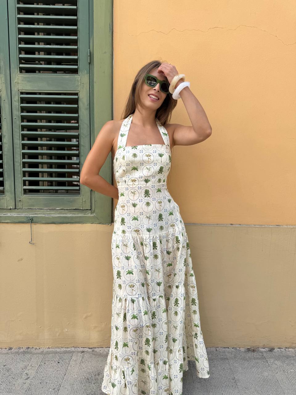 Maxi dress in tropical palms
