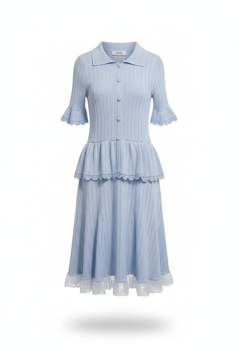 Blue knit mini dress