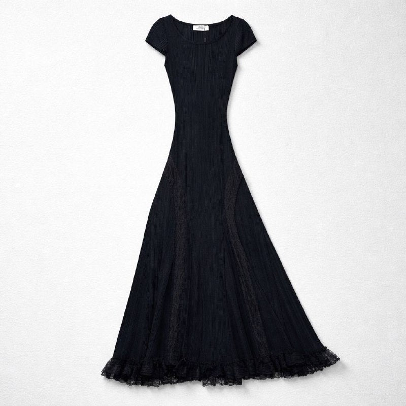 Black midi lace dress