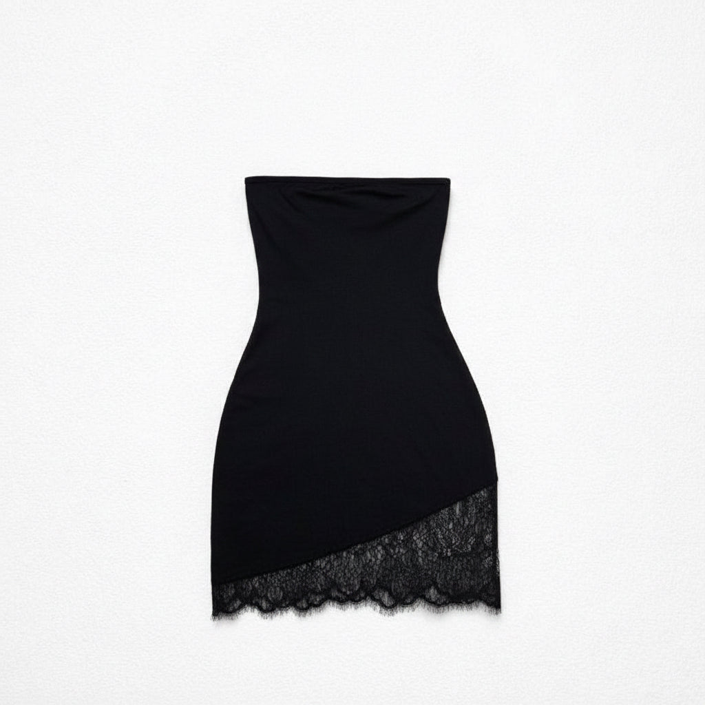Black lace mini dress